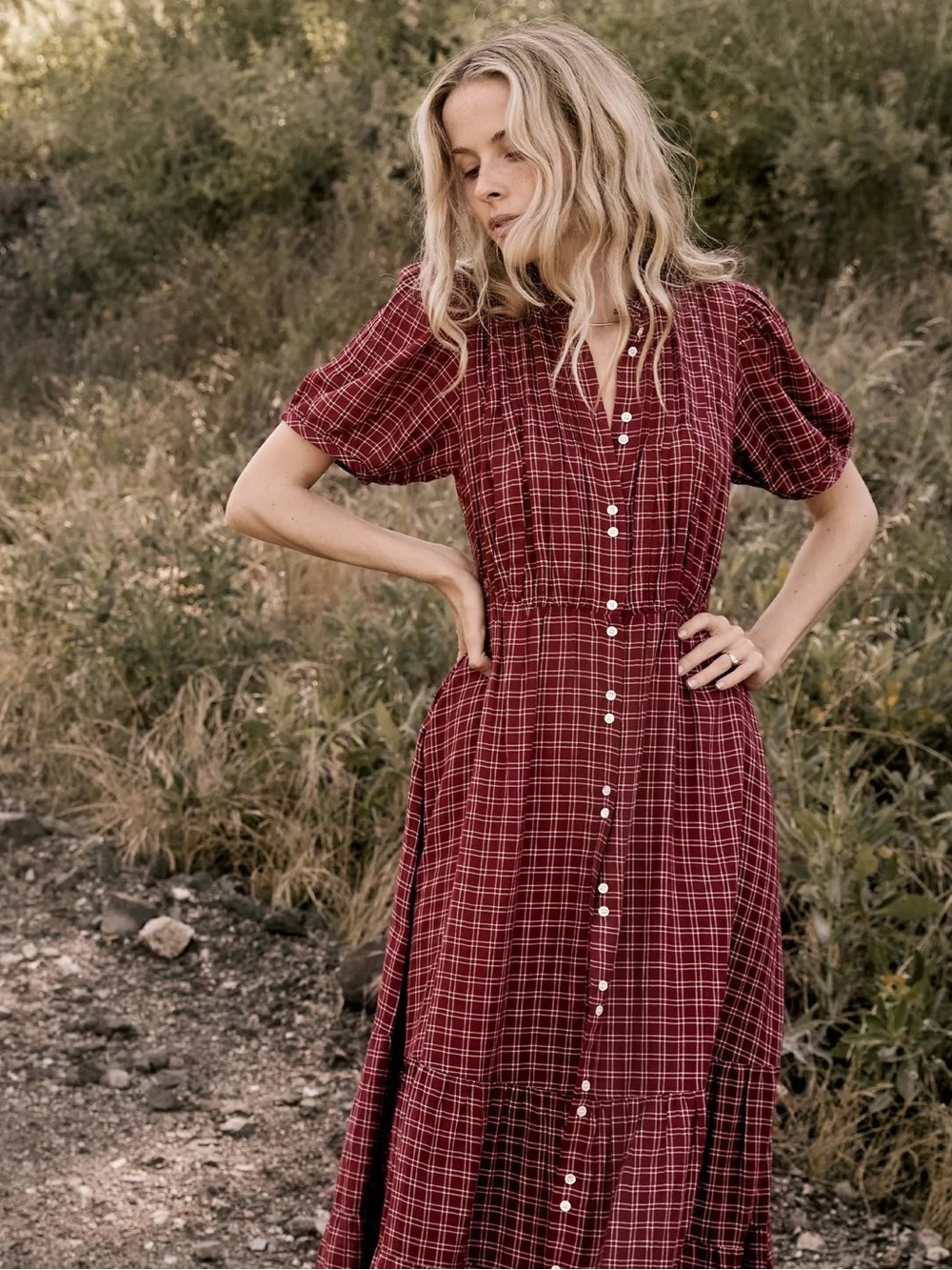 Doen Revi Dress in Rouge Cottage Plaid